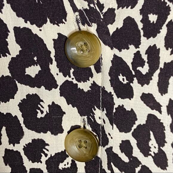 Something Navy Leopard Print Button Minidress Puff Sleeve Size Large NWOT - Picture 12 of 15